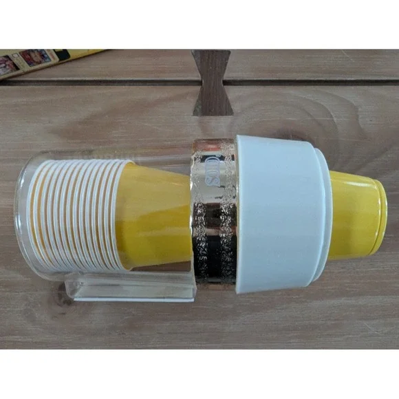 Vintage Solo Cup Dispenser For Bathroom Wall Mounted Retro Yellow New Old Stock - Picture 8 of 9